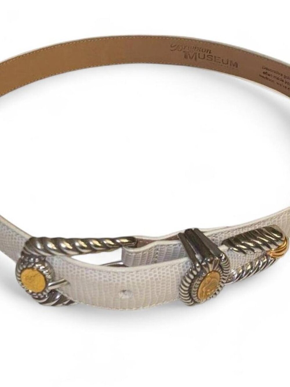 Brighton Leather Belt 90s Vintage Y2K, White Leather